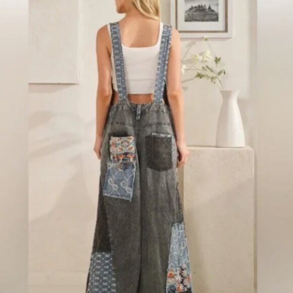 OLI & HALI PATCHWORK TENCEL OVERALLS - Picture 3 of 13